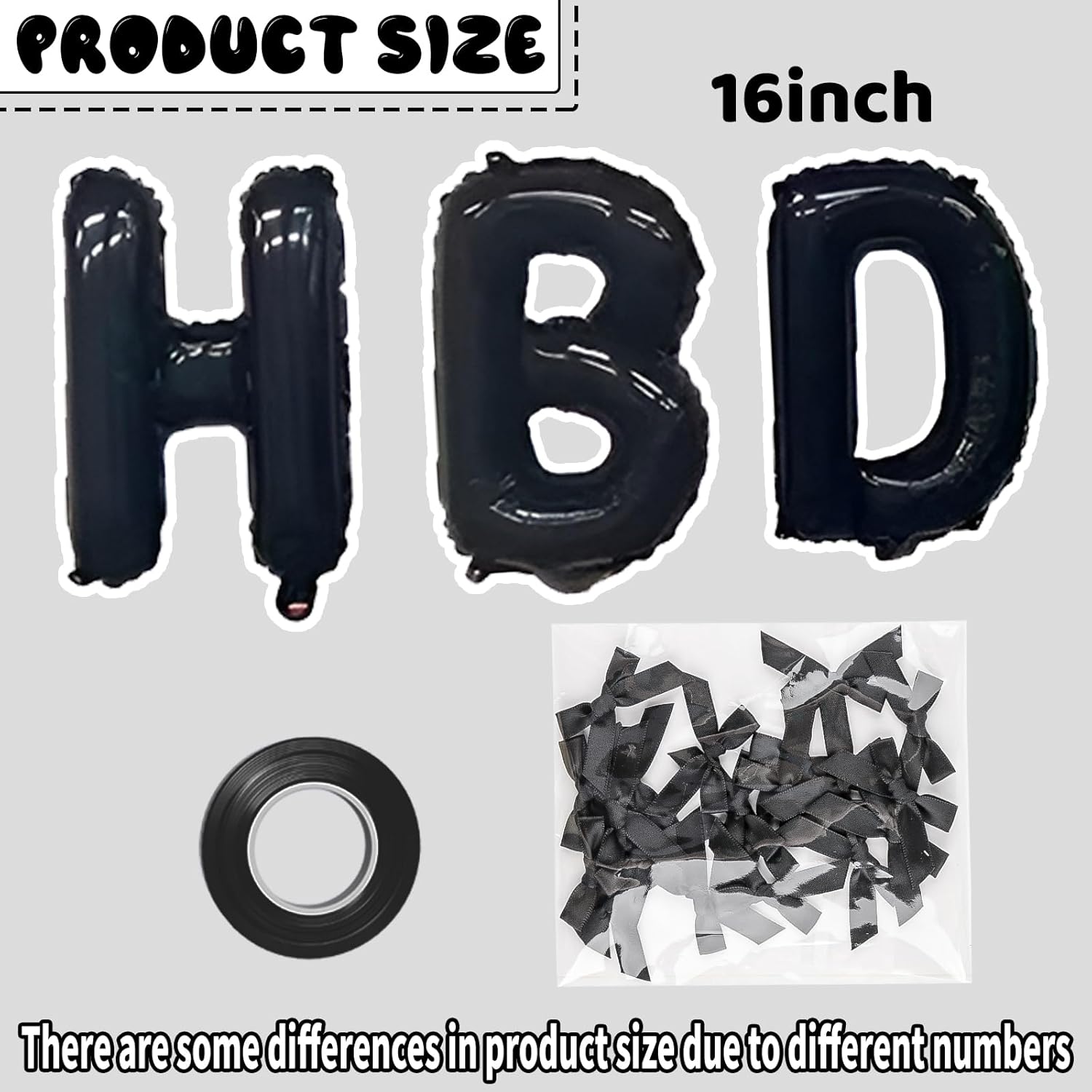 Black Happy Birthday Balloons Banner with Bowknot 16 Inch Mylar Foil Letters Birthday Sign Banners for Girls Boys Kids & Adults Birthday Decorations Halloween Party Supplies